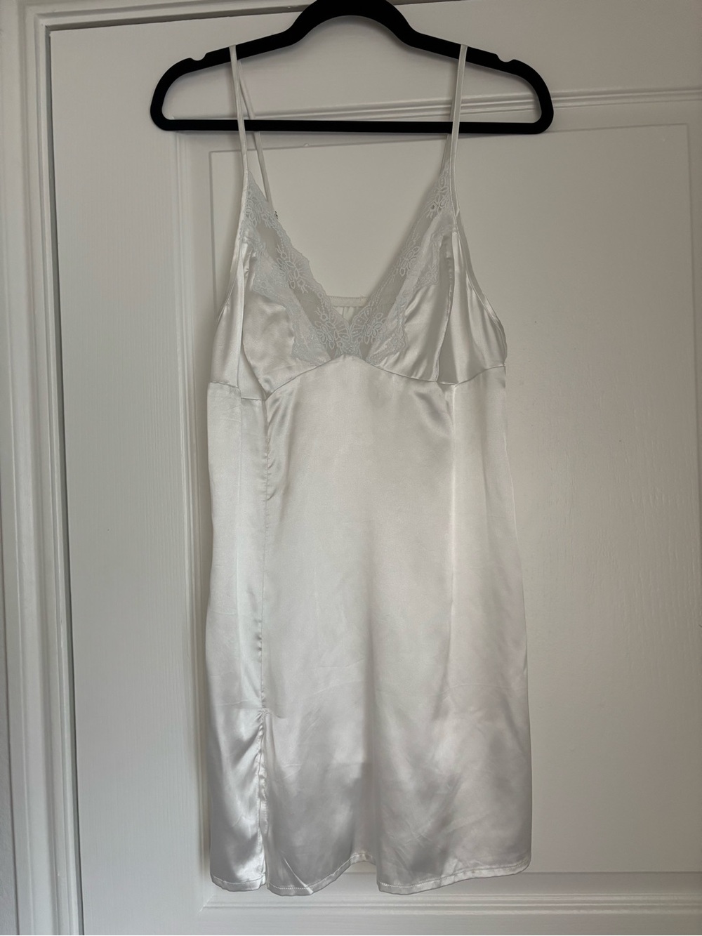 Silky White Lace-Trim Satin Slip Dress - Women Intimates & Sleepwear